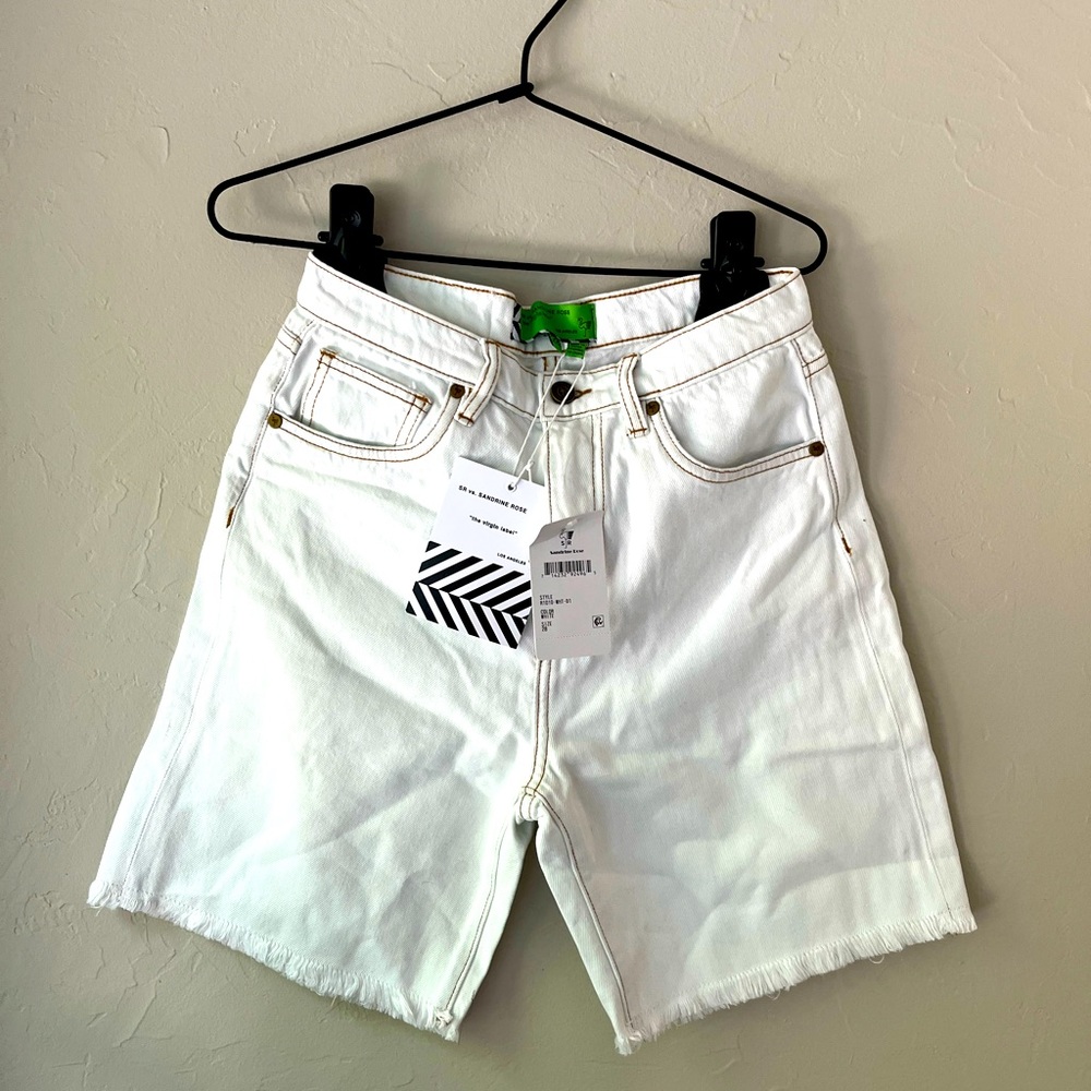 🦋SANDRINE ROSE X FREE PEOPLE HIGH WAIST WHITE DENIM SHORTS 28